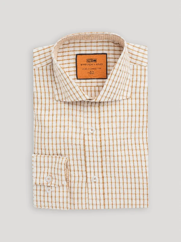 The Tucker Dress Shirt | Convertible Button Cuff & Spread Collar | Brown