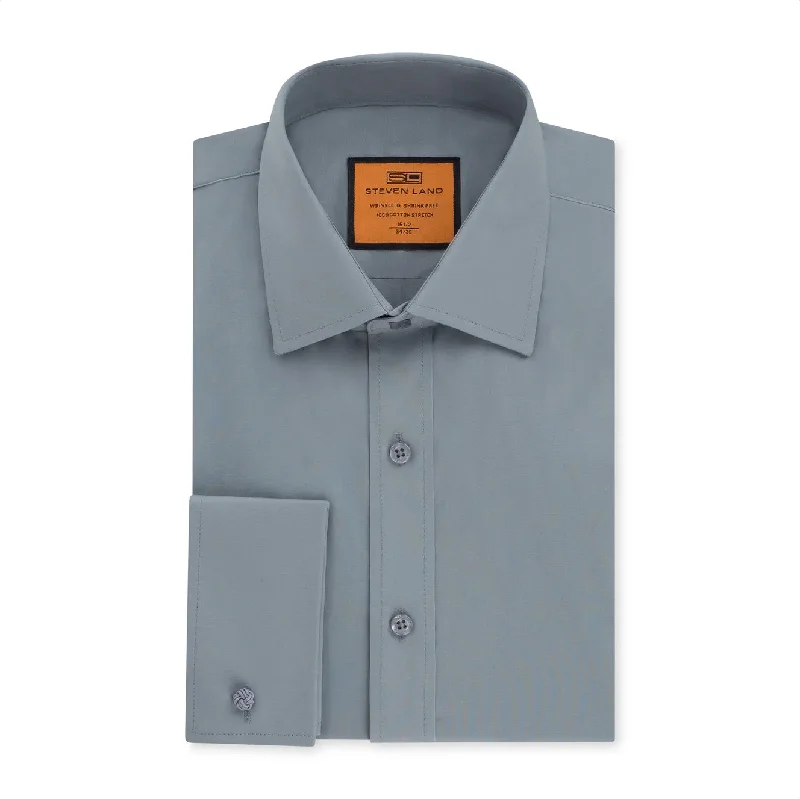 Poplin Dress Shirt | Classic Fit | French Cuff | 100% Cotton | Steel