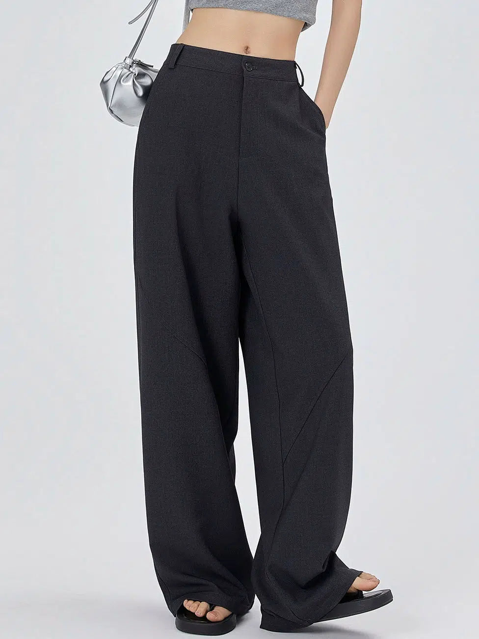 Women's pants with adjustable cuffs High Waist Wide Leg Casual Pants