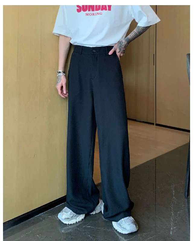 Women's ruffled hem dress pants High Waist Wide-leg Suit Pants