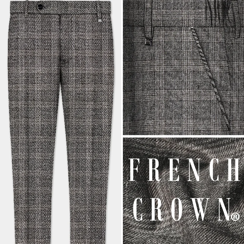 Women's designer brand pants Iridium Gray Plaid Tweed Stretchable Waistband Pant
