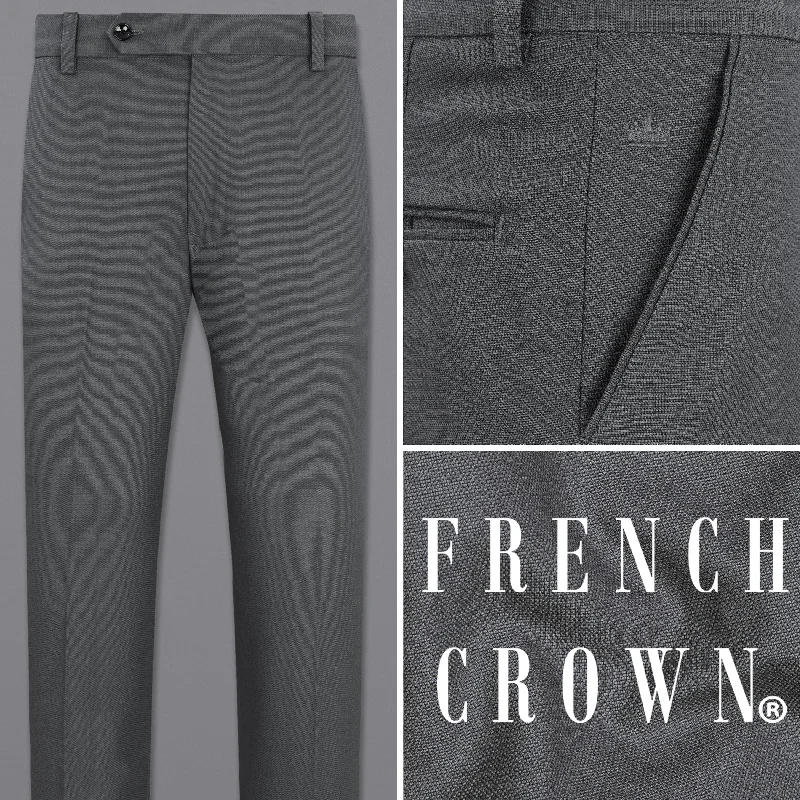Women's hand - made artisanal pants Limed Spruce Grey Textured Premium Cotton Pant