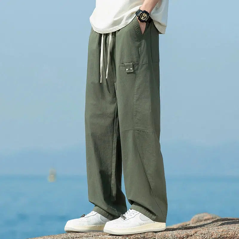 Women's junior - sized denim pants Loose Drawstring Casual Pants