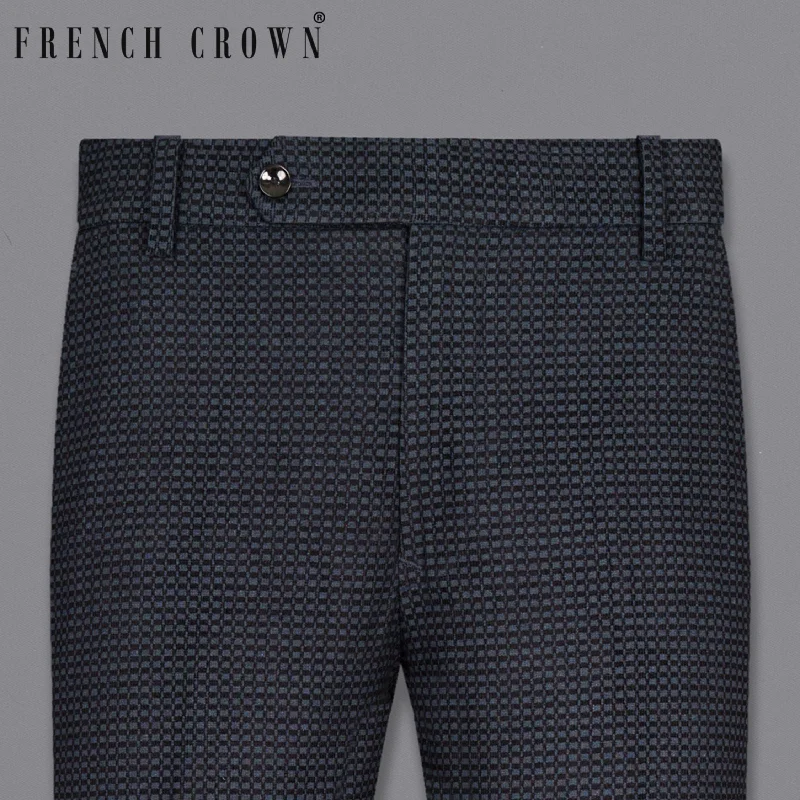 Women's expensive designer pants Navy Velvet Corduroy Box patterned Sports Pant