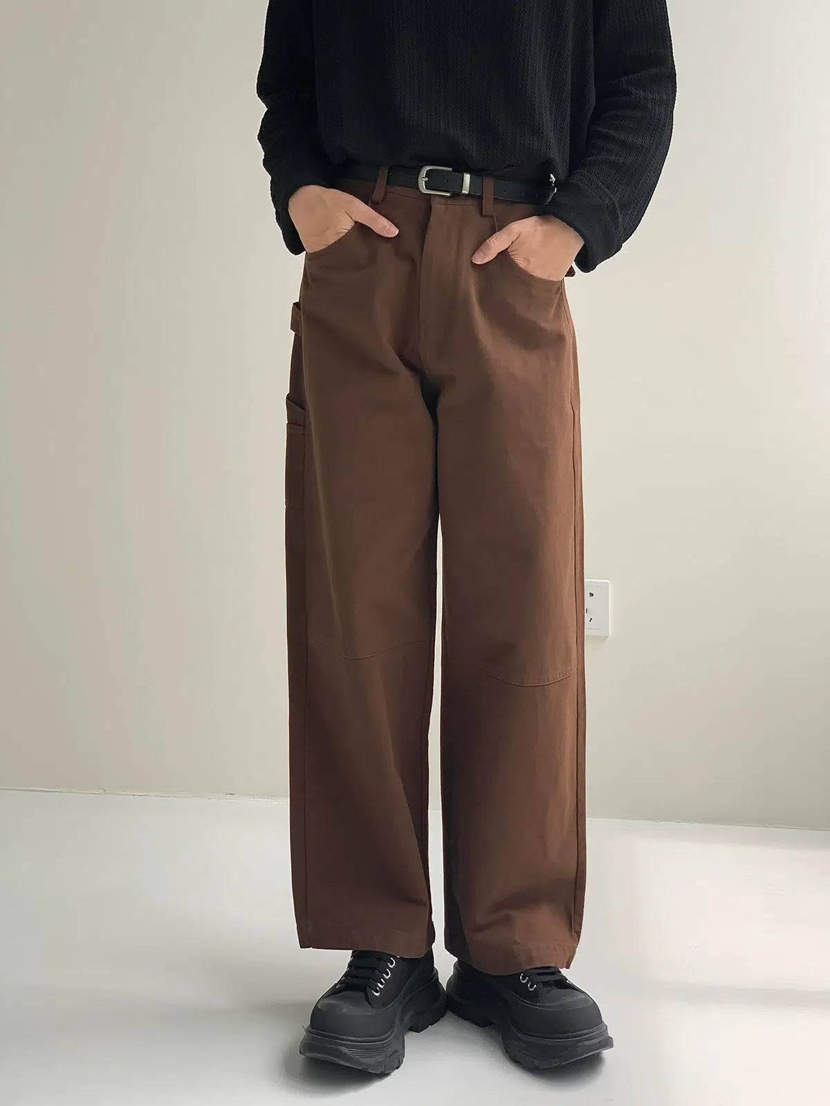 Women's affordable plus - size pants Retro Washed Cotton Wide Leg Casual Pants