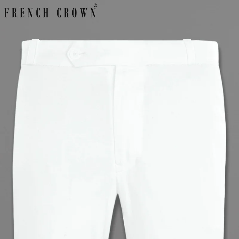 Women's ruffled hem dress pants Snow White Regular fit Premium Cotton Pant