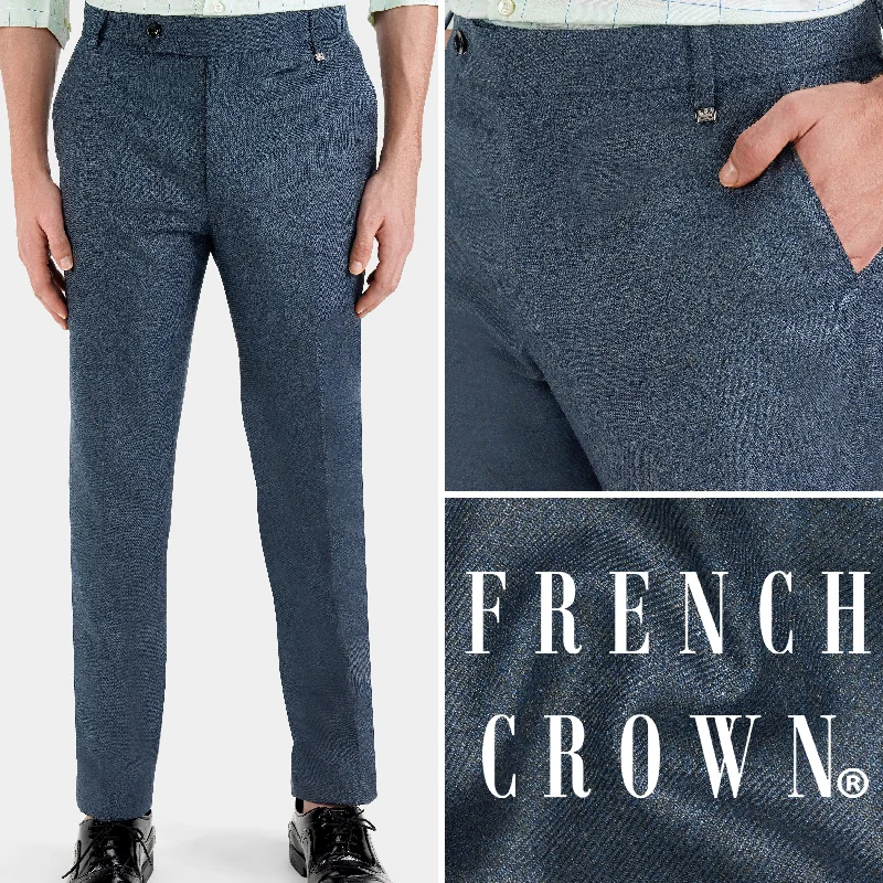 Women's pleated office pants Spruce Blue Tweed Pant