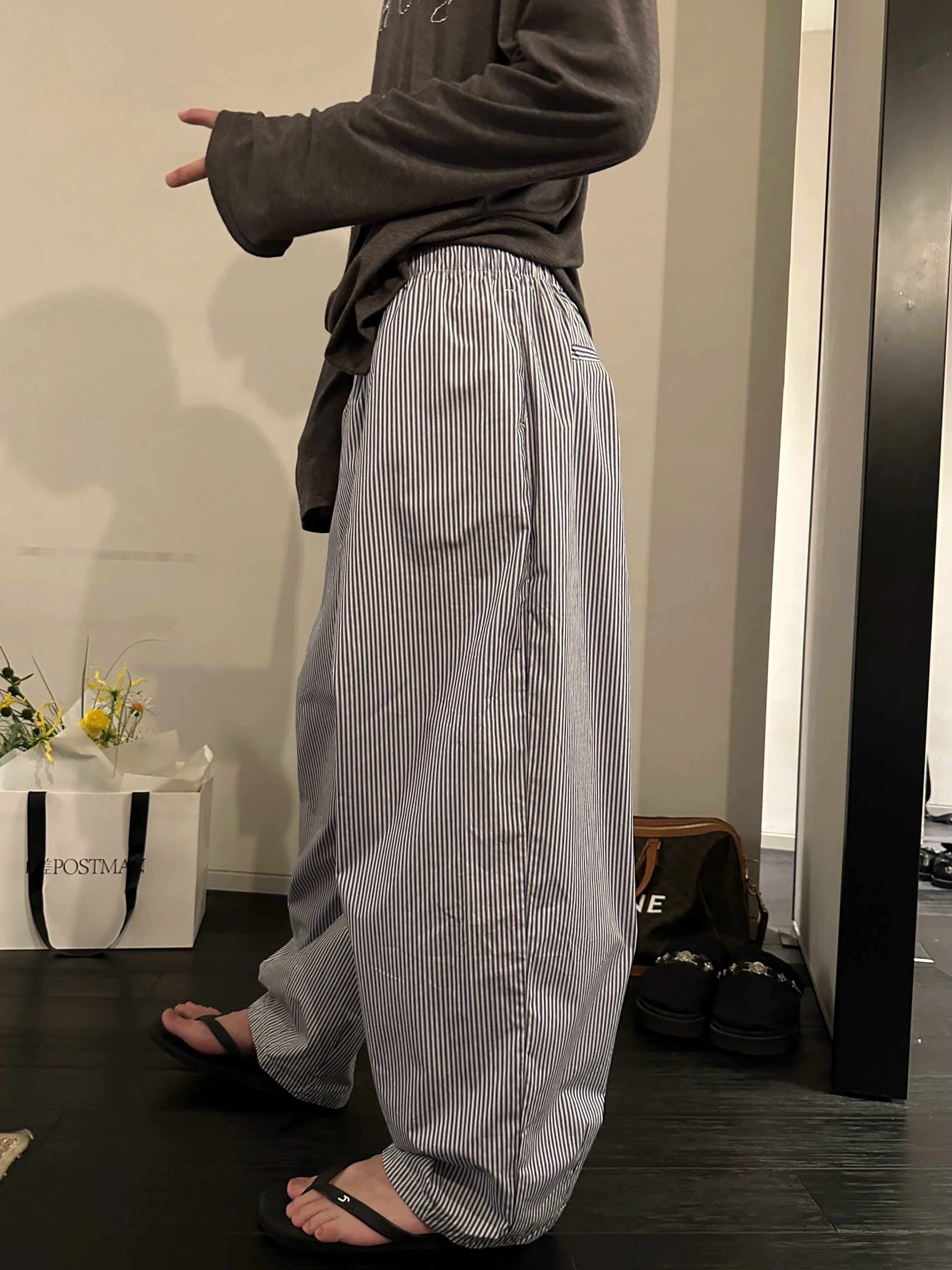 Women's pants for yoga studio Stripe Wide-leg Casual Pants