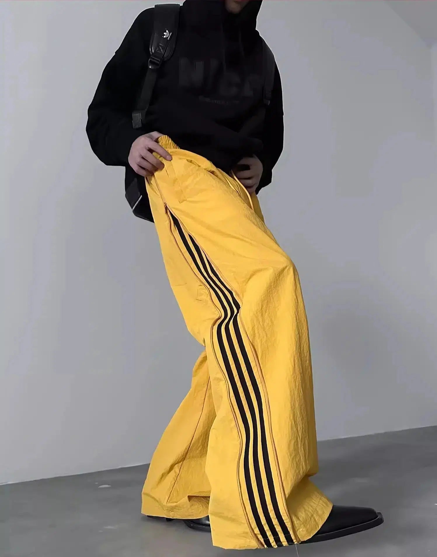 Women's pants with thermal lining Striped Wide-Leg Side Zipper Pants