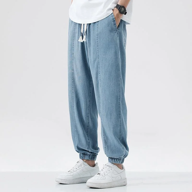 Women's long - sleeve jumpsuit pants Tencel Summer Loose Thin Silk Pants