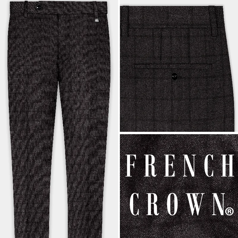 Women's pants with stretch panels Thunder Gray Windowpane Tweed Pant
