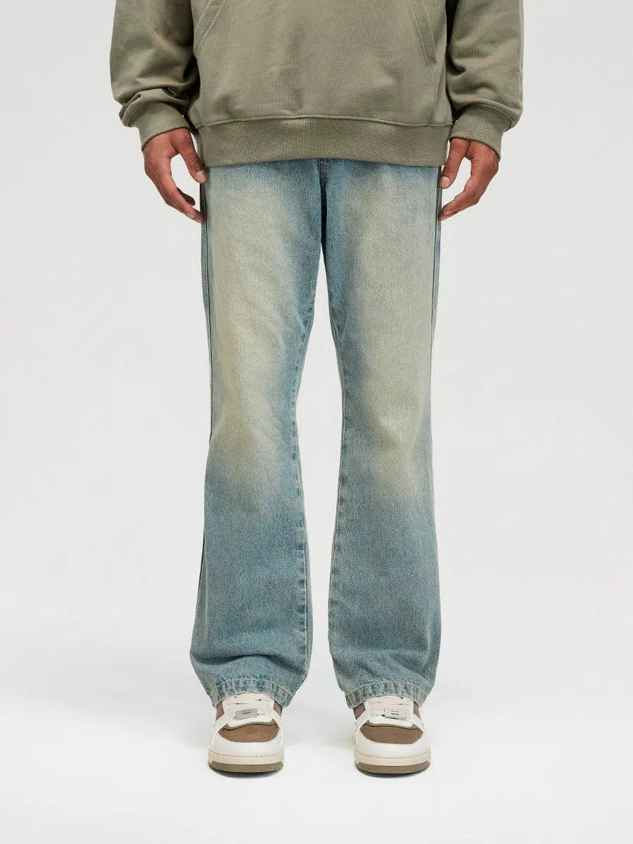 Women's pants for music festivals Washed Distressed High Street Casual Leather Logo Pants