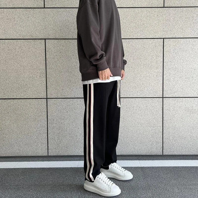 Women's pants for dancing White & Red Black Side Stripe Elastic Pants