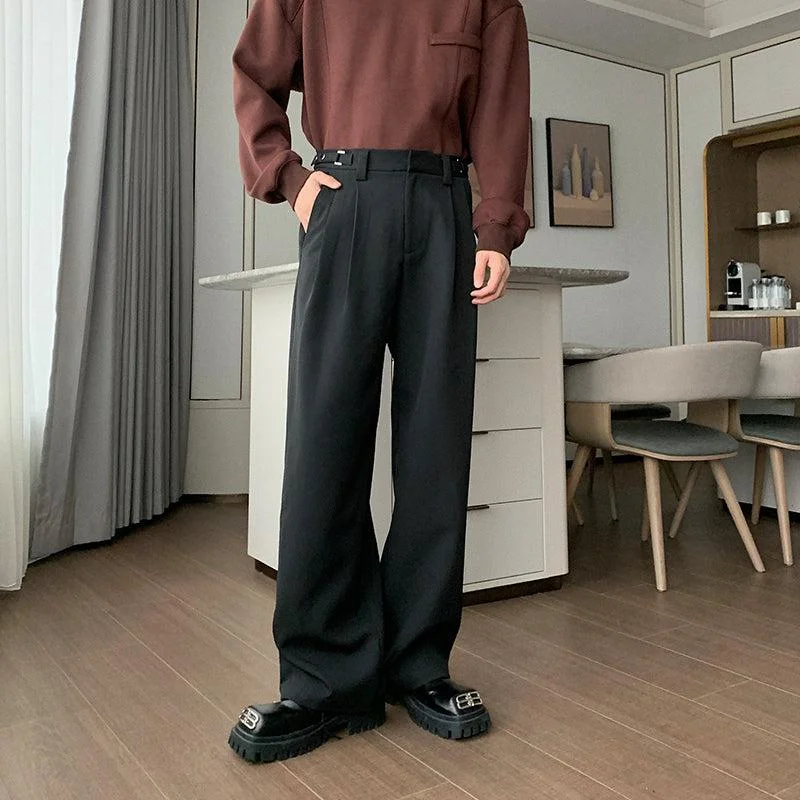 Women's suede fashion pants Wide-leg Drape Suit Pants