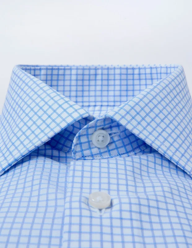 Wrinkle-Resistant Grid Check - Blue