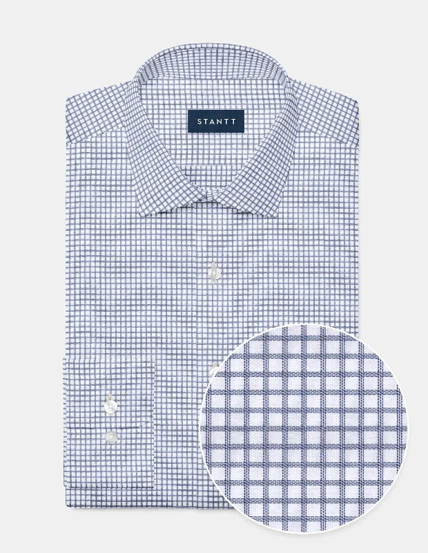 Wrinkle-Resistant Grid Check - Navy