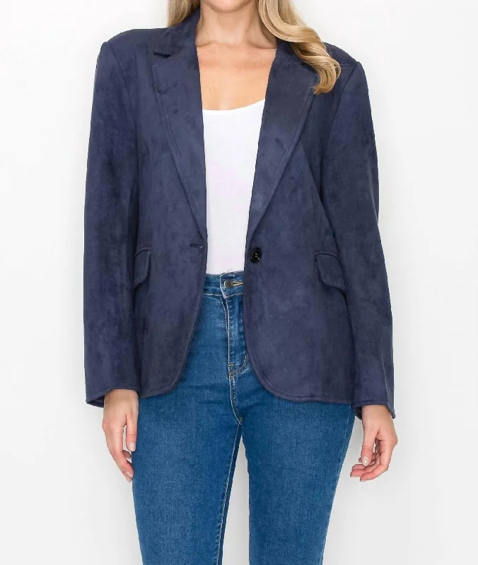 Women's Slim - Fit Blazers in Charcoal Gray for a Professional Appearance Amy Suede Blazer In Navy