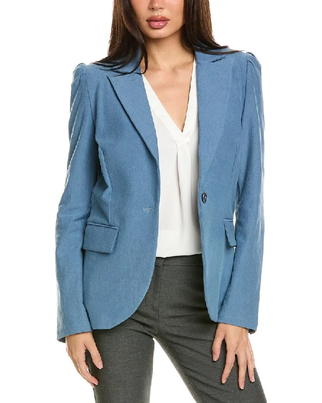 Plus Size Women's Cropped Velvet Blazers in Burgundy for a Night Out Badgley Mischka Denim Puff Sleeve Blazer Plus Size Women's Cropped Velvet Blazers in Burgundy for a Night Out Badgley Mischka Denim Puff Sleeve Blazer