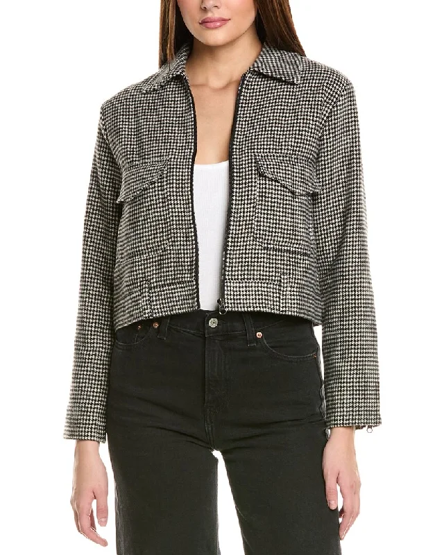 Plus Size Women's Military - Inspired Blazers with Gold Accents for a Bold Look Bella Dahl Flap Pocket Zip Up Wool-Blend Jacket