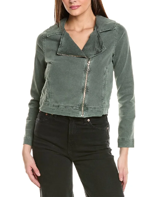 Single - Breasted Women's Linen Blend Blazers in Earth Tones for Casual Wear Bella Dahl Skylar Zip Pocket Moto Jacket