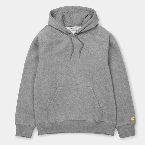 Carhartt WIP Hooded Chase Sweatshirt Grey Heather - Gold