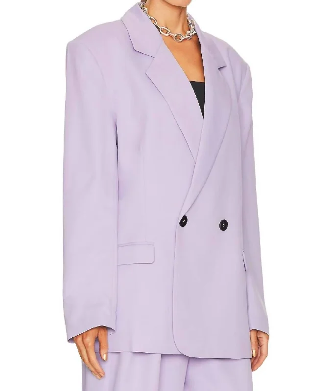 Single - Breasted Women's Tweed Blazers with Gold Buttons for a Classic Look Dana Oversized Blazer In Lilac