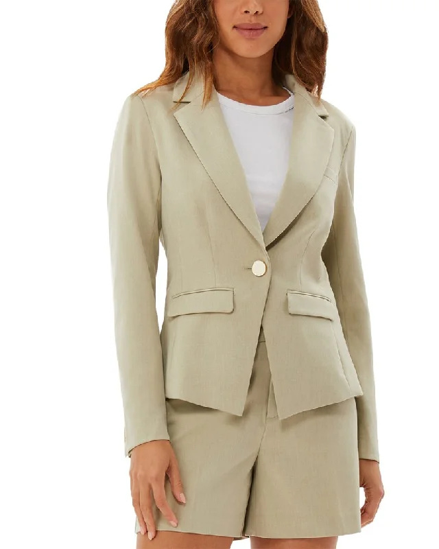 Double - Breasted Women's Polyester Blazers in Bright Colors for a Fun Style ecru One Button Blazer