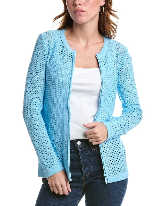Single - Breasted Women's Tweed Blazers with Gold Buttons for a Classic Look Edinburgh Knitwear Pointelle Jacket Single - Breasted Women's Tweed Blazers with Gold Buttons for a Classic Look Edinburgh Knitwear Pointelle Jacket