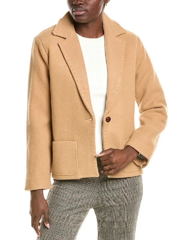 Women's Notched Lapel Blazers in Beige for a Timeless Outfit Frances Valentine Max Wool Jacket