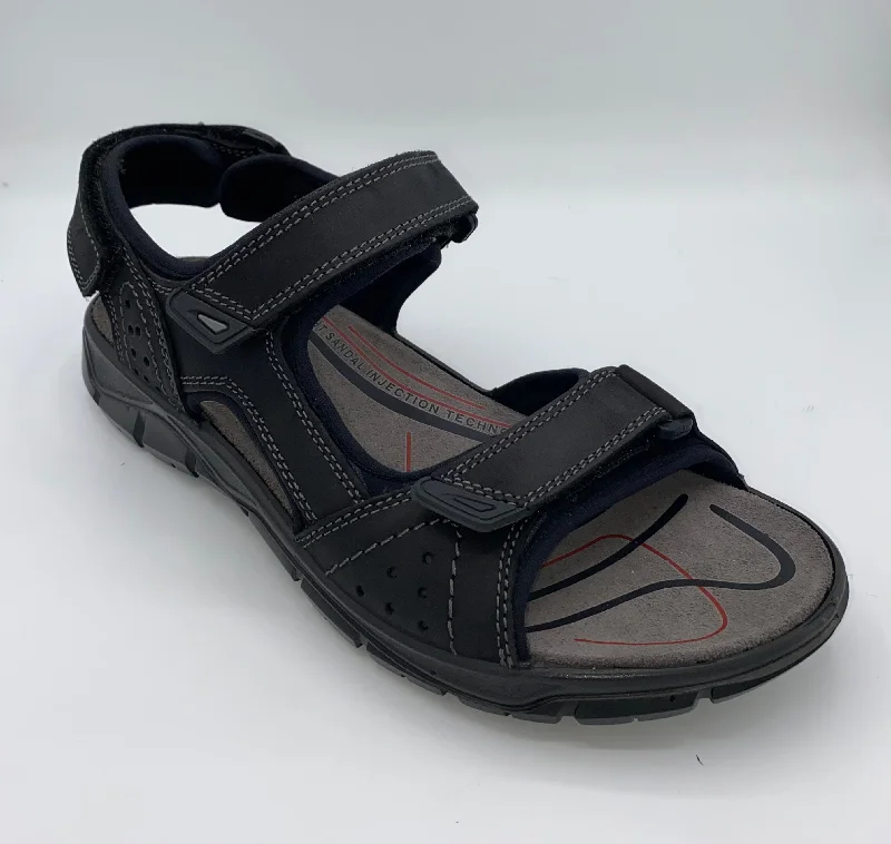 IMAC Italian Leather Velcro Sandals Black/Grey - 196269 3400/018