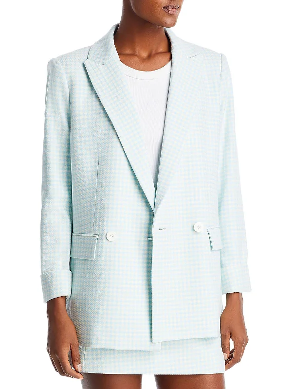 Women's Longline Linen Blazers in Pastel Colors for Summer Events Justin Womens Checkered Suit Separate Double-Breasted Blazer