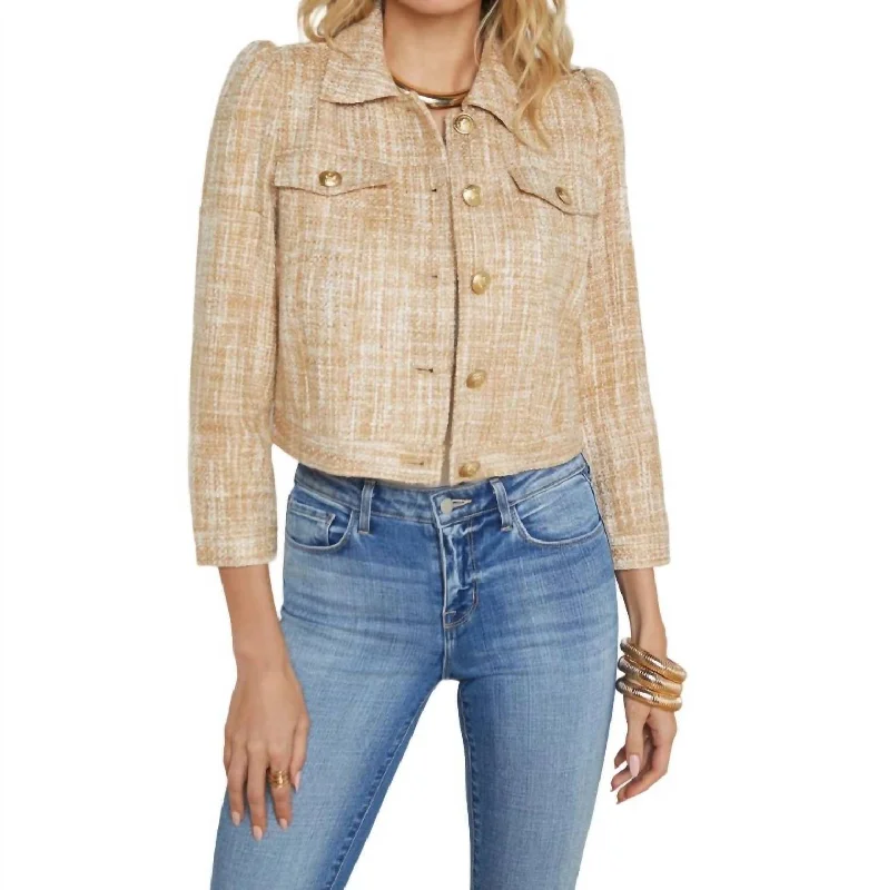 Plus Size Women's Faux Fur - Trimmed Blazers in Black for a Luxurious Look Kasey Tweed Jacket In Bone Multi