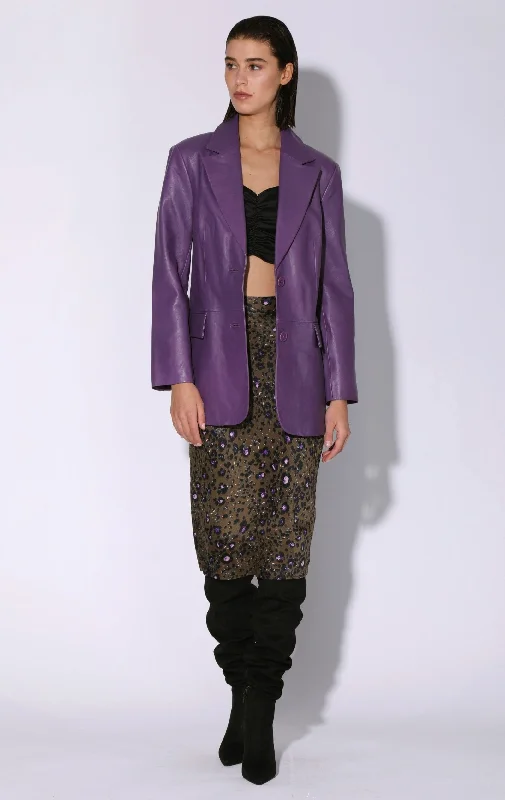 Women's Slim - Fit Blazers in Charcoal Gray for a Professional Appearance Kira Blazer, Amethyst - Leather