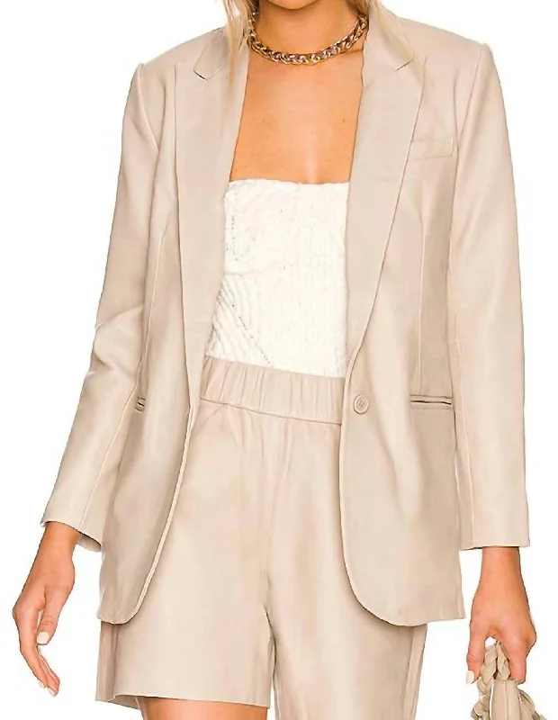 Oversized Women's Checkered Blazers in Black and White for a Trendy Style Leather Blazer In Off White