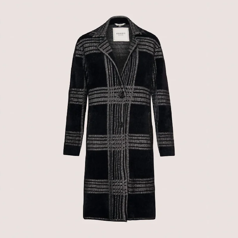 Double - Breasted Women's Polyester Blazers in Bright Colors for a Fun Style Lori Long Coat In Black
