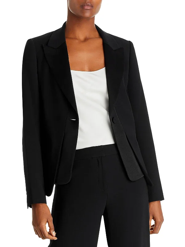Women's Slim - Fit Blazers in Charcoal Gray for a Professional Appearance Mac Womens Satin Trim Suit Separate One-Button Blazer