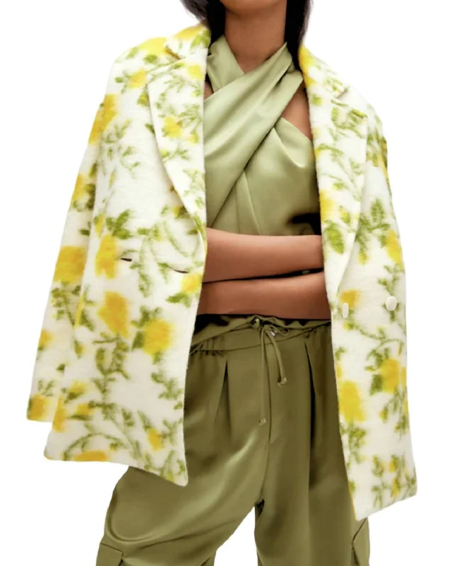 Women's Longline Linen Blazers in Pastel Colors for Summer Events Mariel Blazer In Print