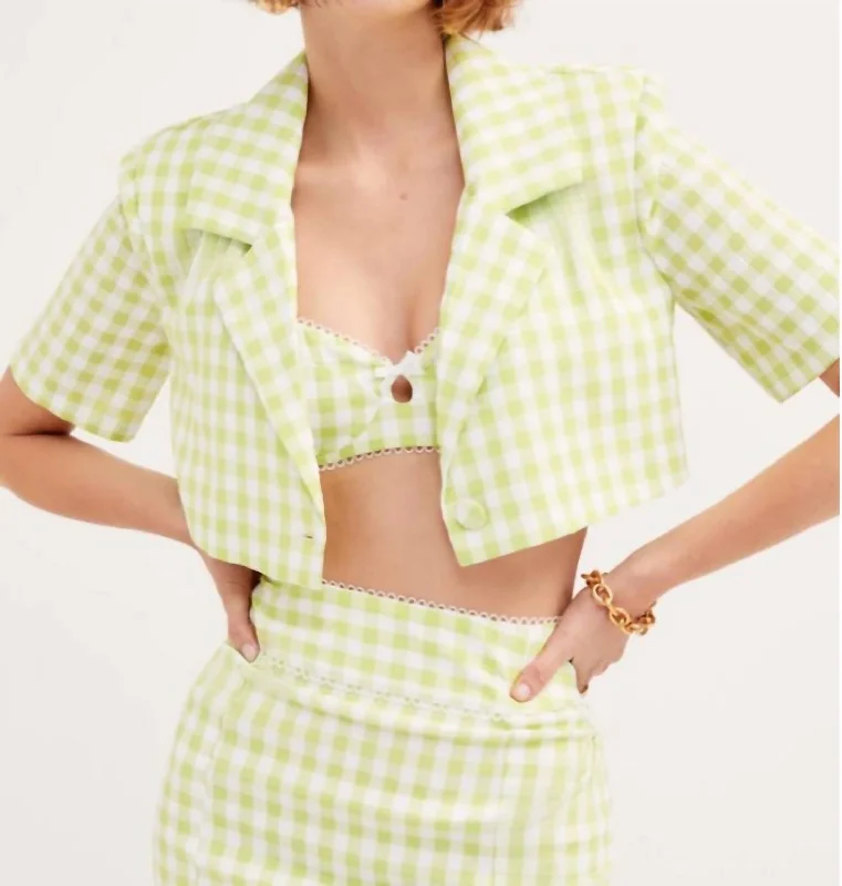 Plus Size Women's Ruffled Blazers in Pink for a Girly and Fashionable Look Maureen Blazer In Green