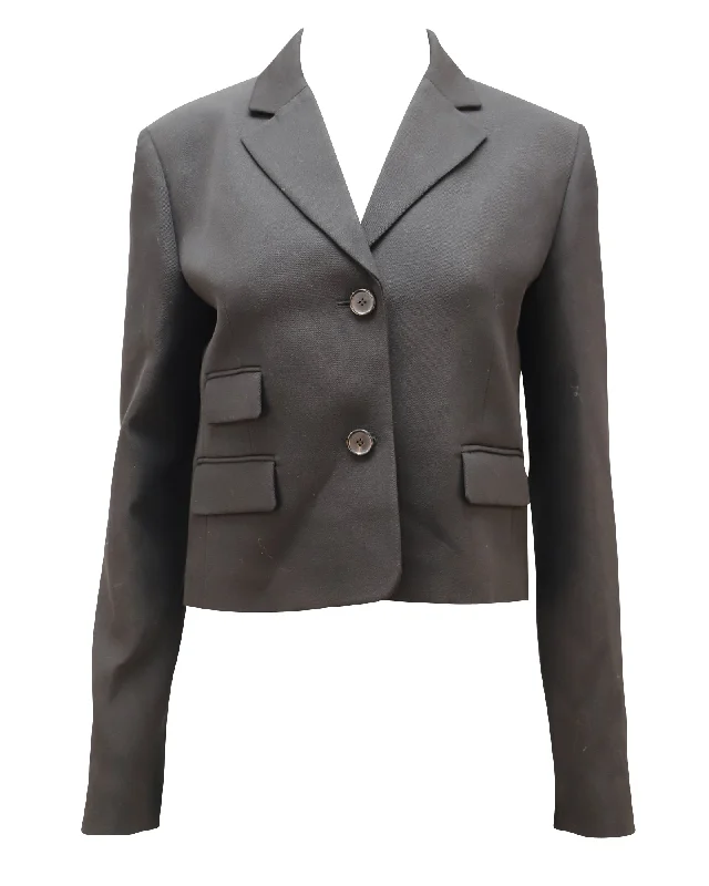 Plus Size Women's Cropped Velvet Blazers in Burgundy for a Night Out Michael Kors Blazer in Black Wool