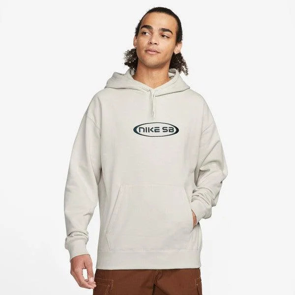 Nike SB Embroidered Oval Graphic Skate Hoodie Light Bone - Deep Jungle