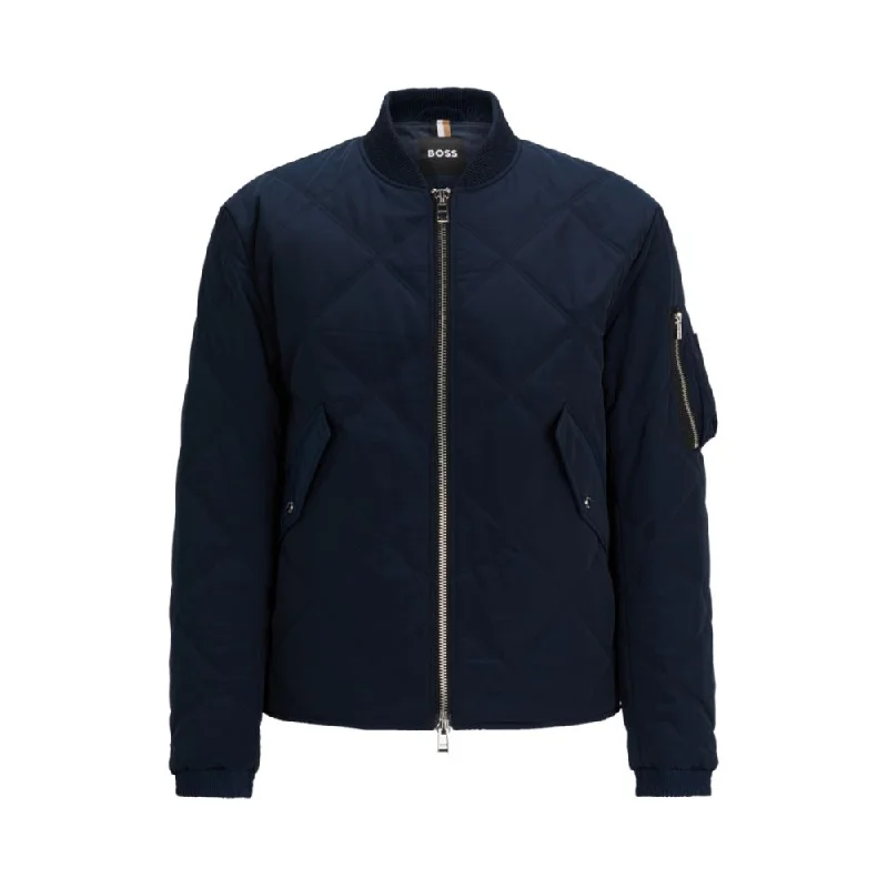 Quilted regular-fit jacket with branded sleeve pocket