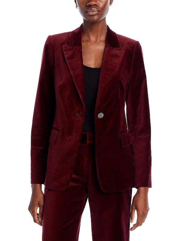 Plus Size Women's Double - Breasted Wool Blazers for Winter Office Wear Ramsey Womens Velvet Suit Separate One-Button Blazer