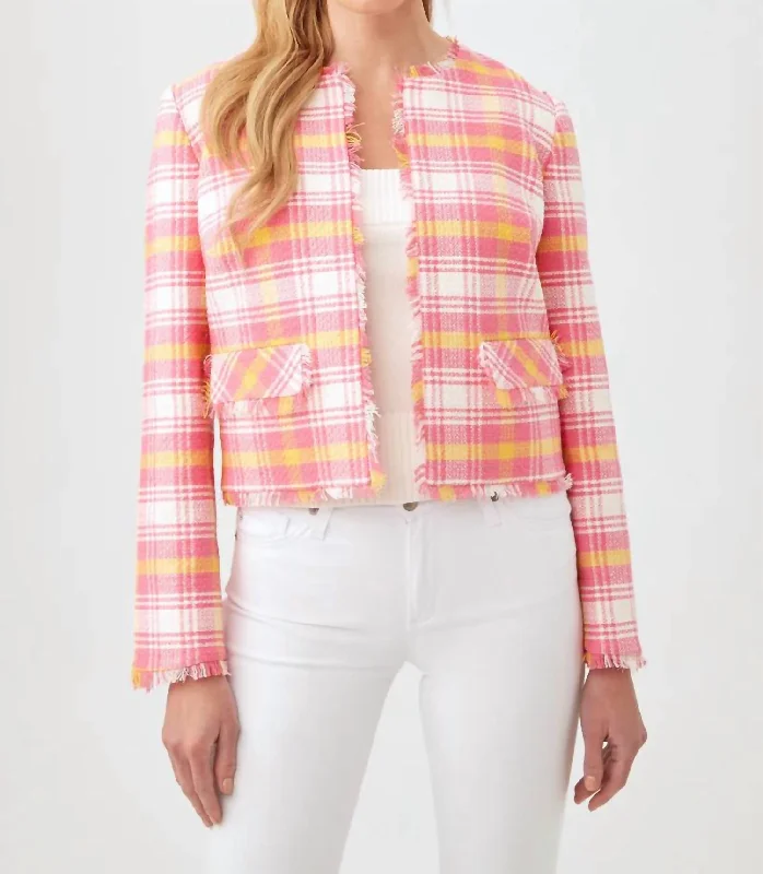Women's Tailored Stretch Blazers in Navy Blue for Business Meetings Rocco Blazer In Pink Paradise