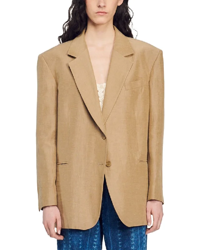 Plus Size Women's Military - Inspired Blazers with Gold Accents for a Bold Look Sandro Robanne Linen-Blend Suit Blazer Plus Size Women's Military - Inspired Blazers with Gold Accents for a Bold Look Sandro Robanne Linen-Blend Suit Blazer
