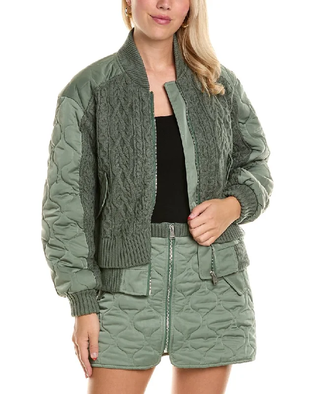 Women's waterproof parka coats with multiple pockets for practicality SIMKHAI Rollins Wool-Blend Bomber Jacket
