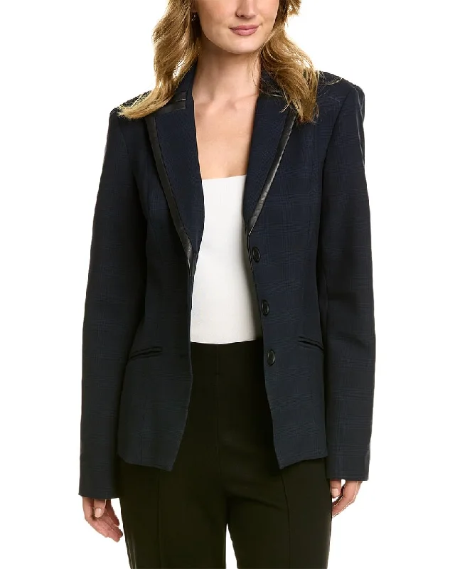 Plus Size Women's Double - Breasted Wool Blazers for Winter Office Wear SNIDER Jackson Leather-Trim Jacket