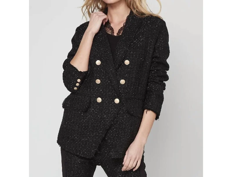 Plus Size Women's Ruffled Blazers in Pink for a Girly and Fashionable Look Sofia Blazer In Black