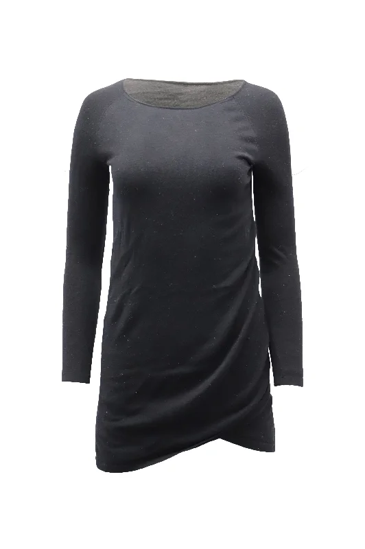 Women's Longline Linen Blazers in Pastel Colors for Summer Events Theory Long Sleeve Draped Jersey Dress in Black Wool