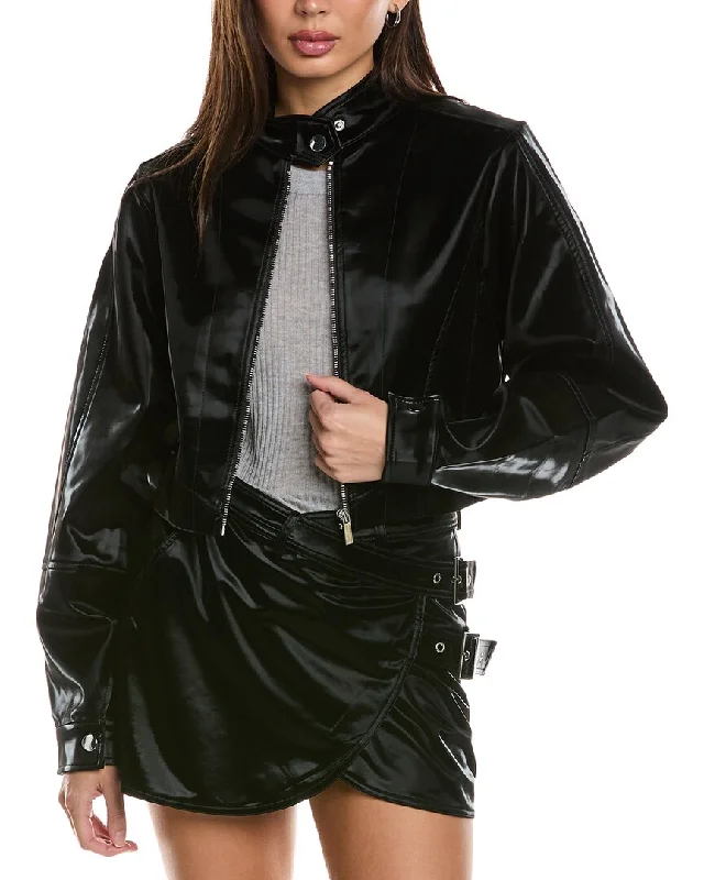 Plus Size Women's Sequin - Embellished Blazers in Silver for a Glamorous Party WeWoreWhat Cropped Moto Jacket