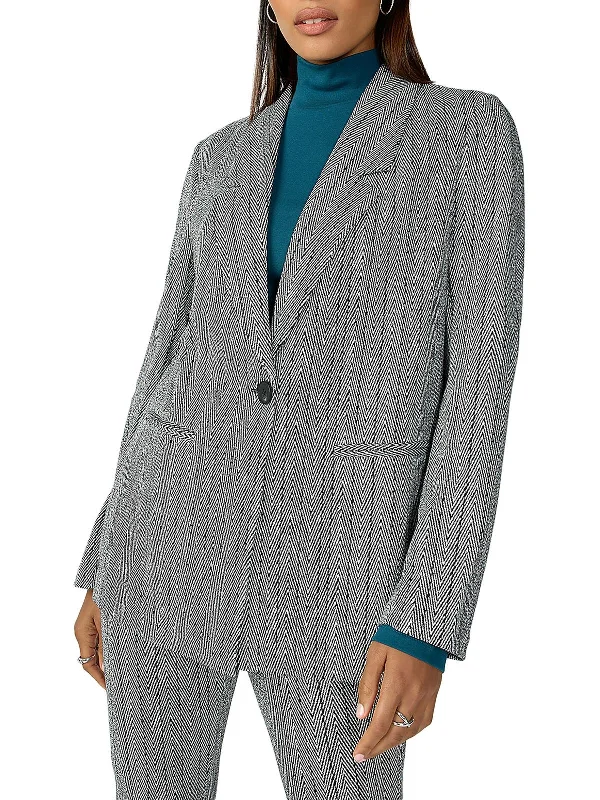 Oversized Women's Printed Blazers in Animal Patterns for a Statement Piece Womens Herringbone Office One-Button Blazer Oversized Women's Printed Blazers in Animal Patterns for a Statement Piece Womens Herringbone Office One-Button Blazer